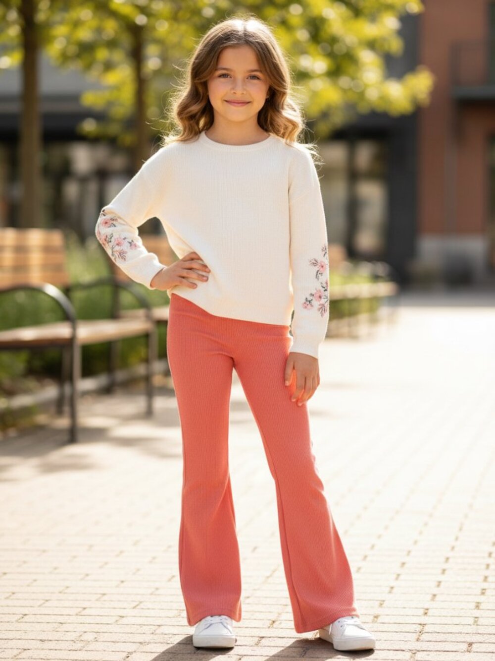 Peek Girls Ribbed Flare Leggings NWT Pink Size 8